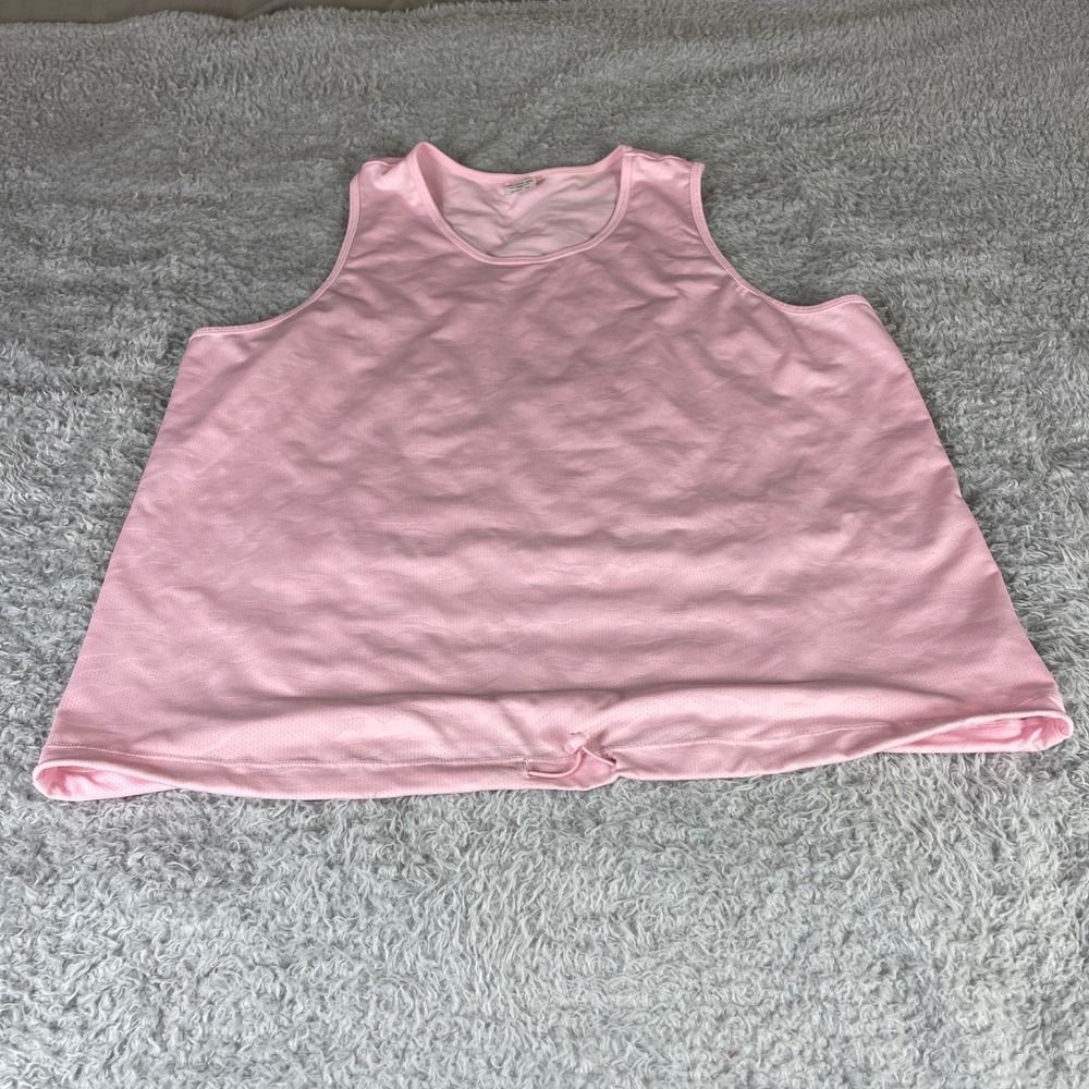 Avia Womens XXL Pink Jacquard Mesh Activewear Tank Top Drawstring Hem